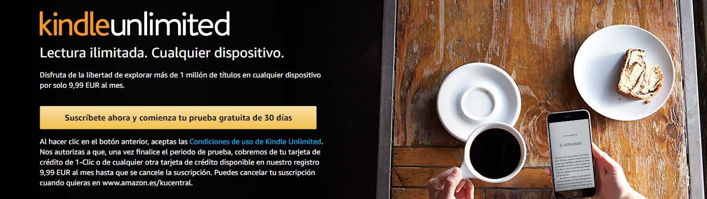 prueba gratis de kindle unlimited de amazon 30 dias banner